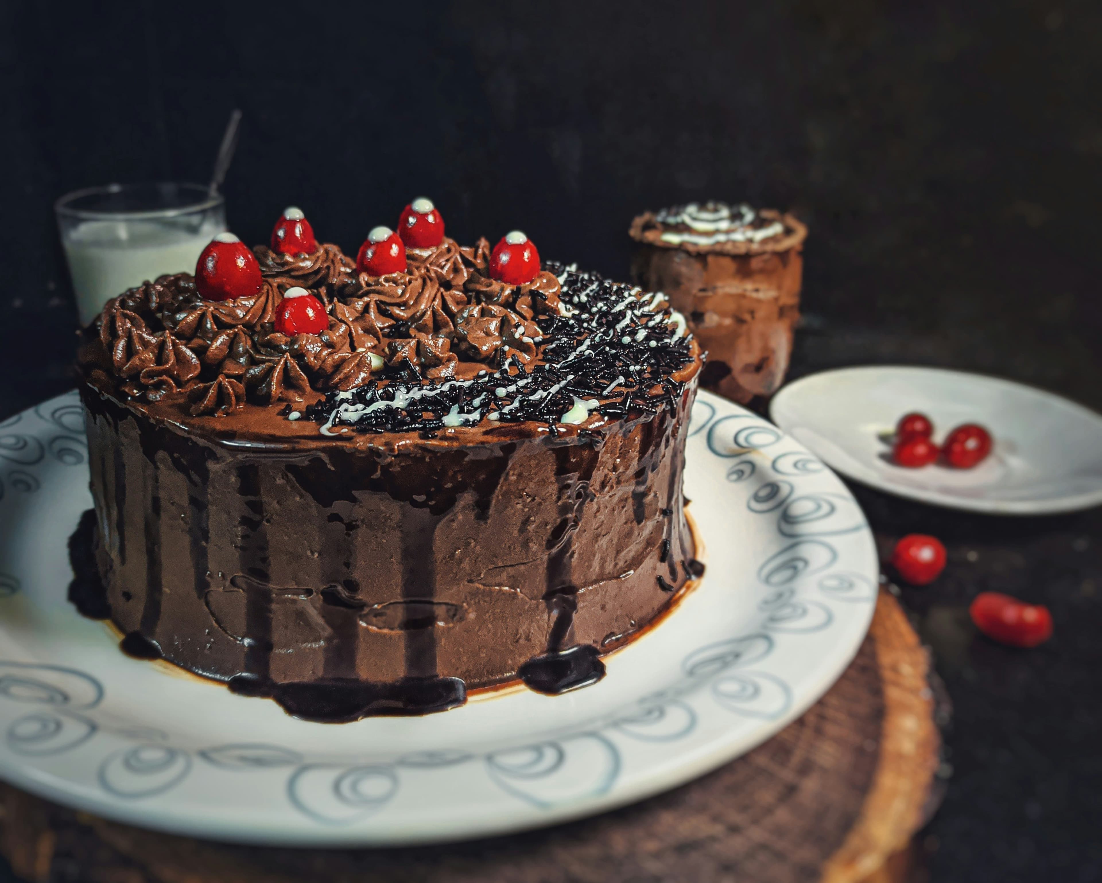 Chocolate truffle cake with a glossy ganache drip